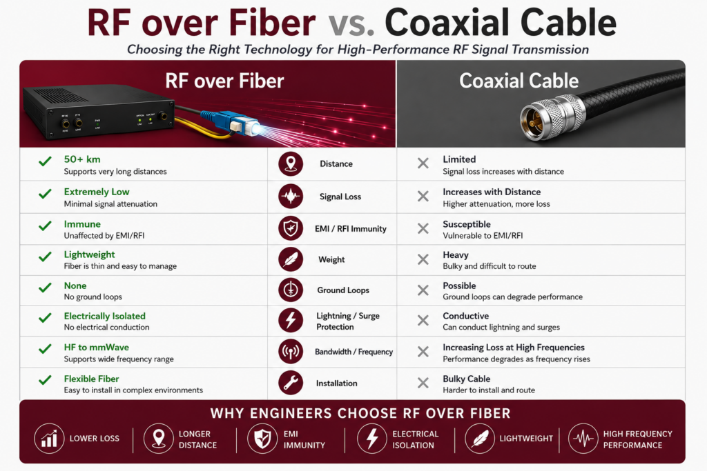 OZC RFoF Vs Coax Comparison Table